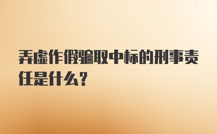 弄虚作假骗取中标的刑事责任是什么？