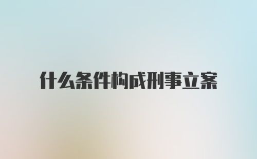 什么条件构成刑事立案