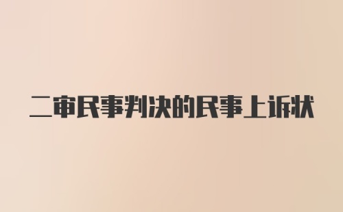 二审民事判决的民事上诉状