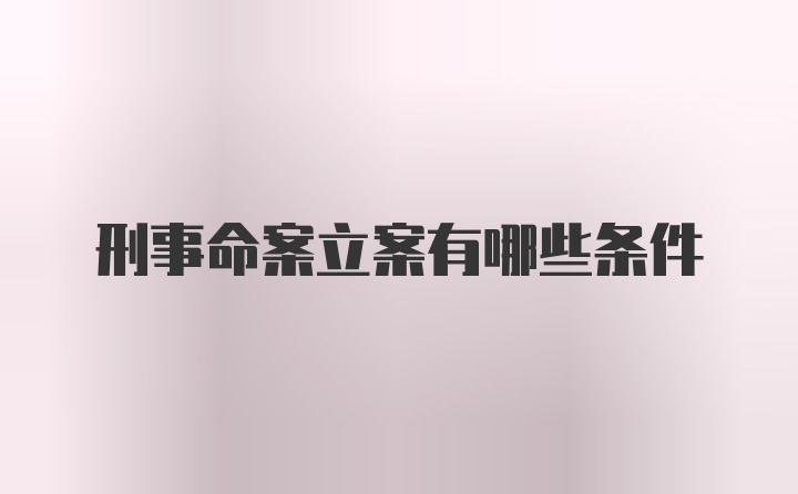 刑事命案立案有哪些条件