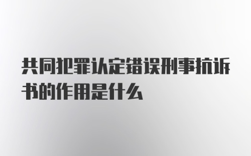 共同犯罪认定错误刑事抗诉书的作用是什么