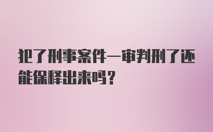 犯了刑事案件一审判刑了还能保释出来吗？