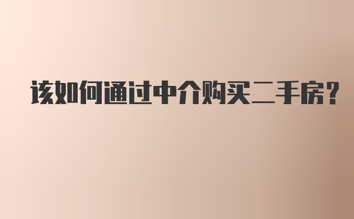 该如何通过中介购买二手房？