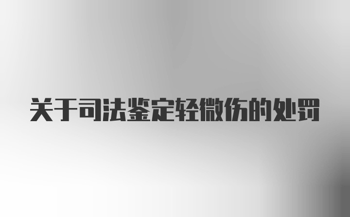 关于司法鉴定轻微伤的处罚