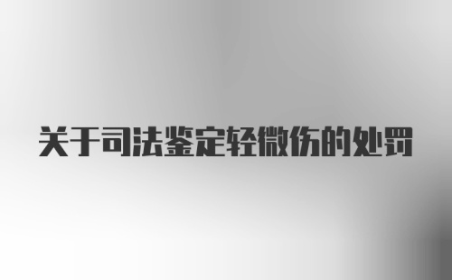 关于司法鉴定轻微伤的处罚