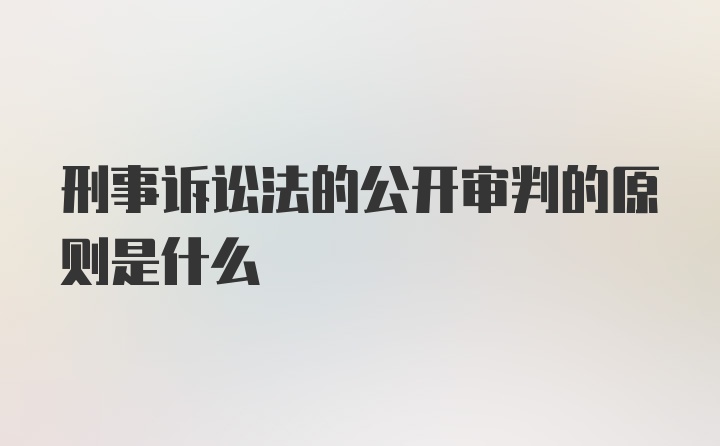 刑事诉讼法的公开审判的原则是什么