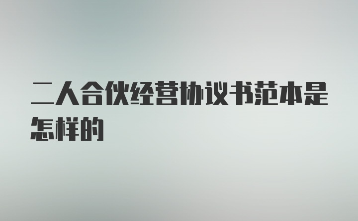 二人合伙经营协议书范本是怎样的