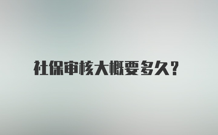 社保审核大概要多久？