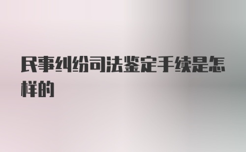 民事纠纷司法鉴定手续是怎样的