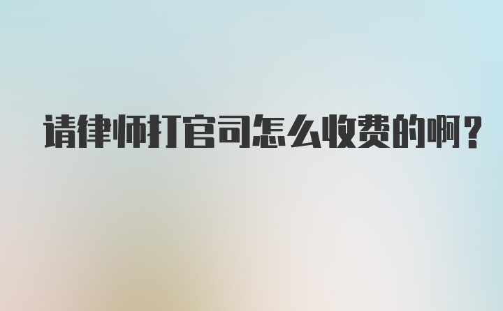 请律师打官司怎么收费的啊？