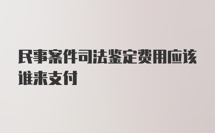 民事案件司法鉴定费用应该谁来支付