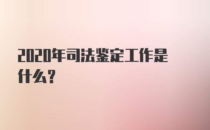 2020年司法鉴定工作是什么？