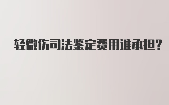 轻微伤司法鉴定费用谁承担？