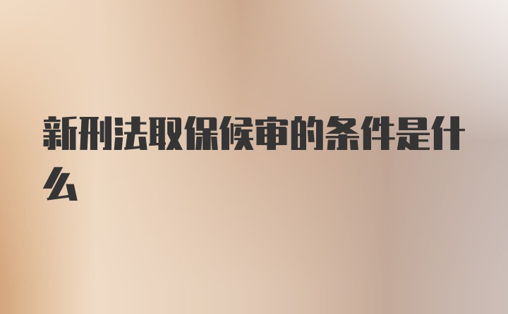 新刑法取保候审的条件是什么