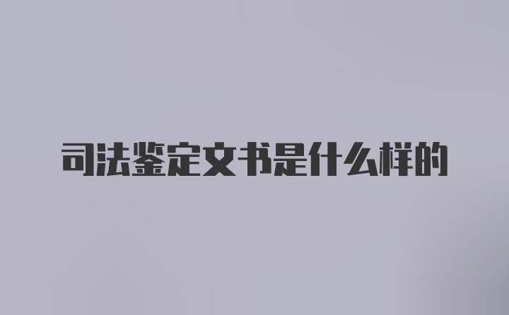 司法鉴定文书是什么样的