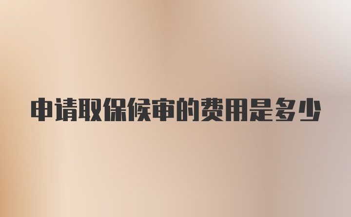 申请取保候审的费用是多少