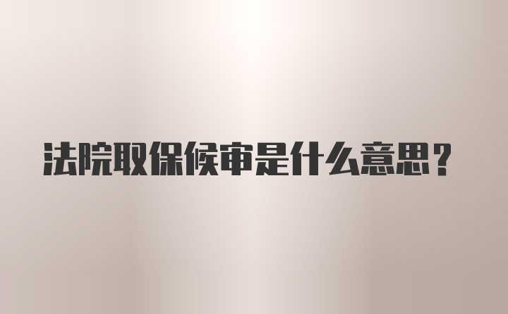 法院取保候审是什么意思?