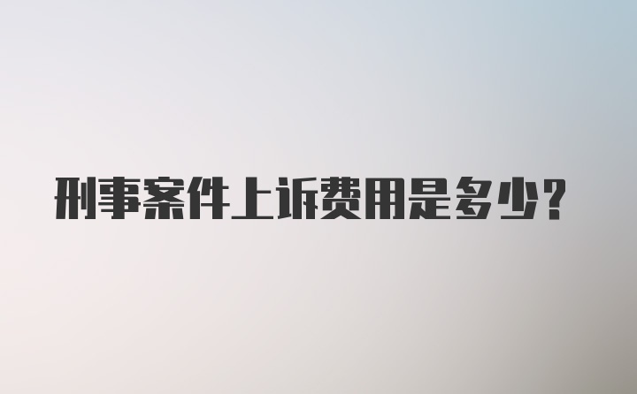 刑事案件上诉费用是多少？