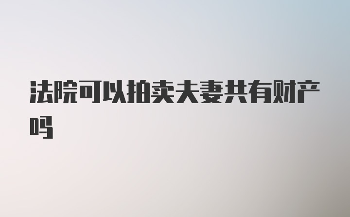 法院可以拍卖夫妻共有财产吗