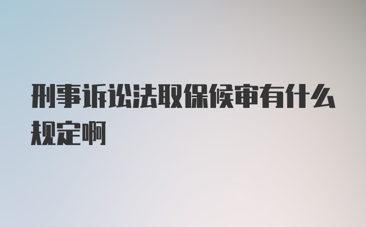 刑事诉讼法取保候审有什么规定啊