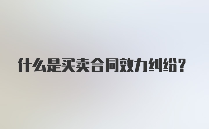 什么是买卖合同效力纠纷？