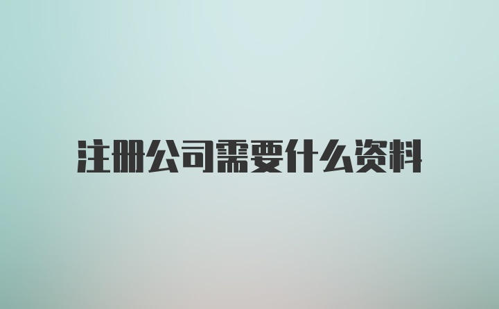 注册公司需要什么资料