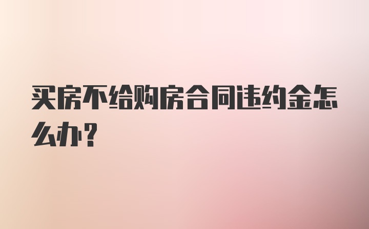 买房不给购房合同违约金怎么办？