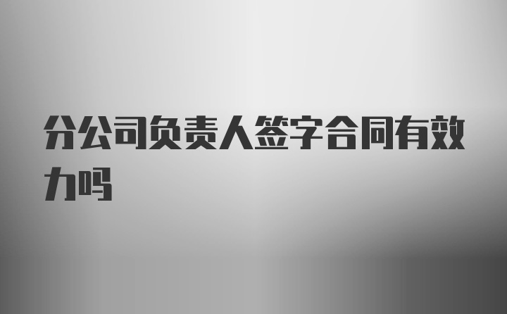分公司负责人签字合同有效力吗