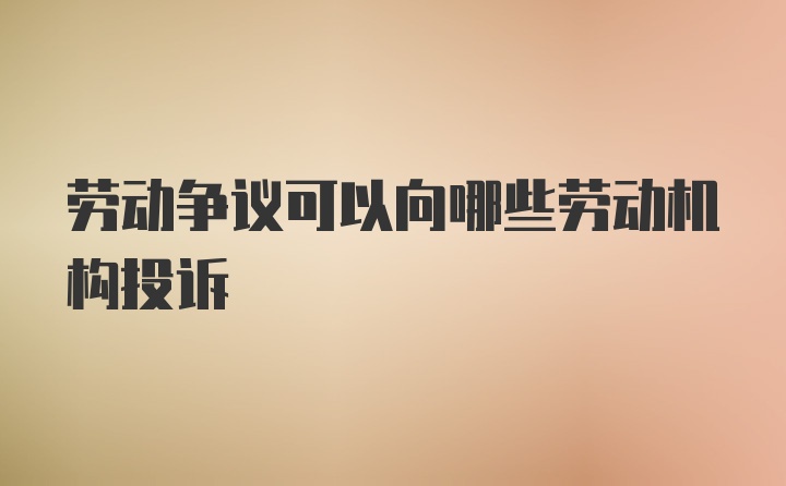 劳动争议可以向哪些劳动机构投诉