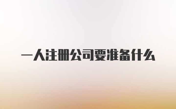 一人注册公司要准备什么