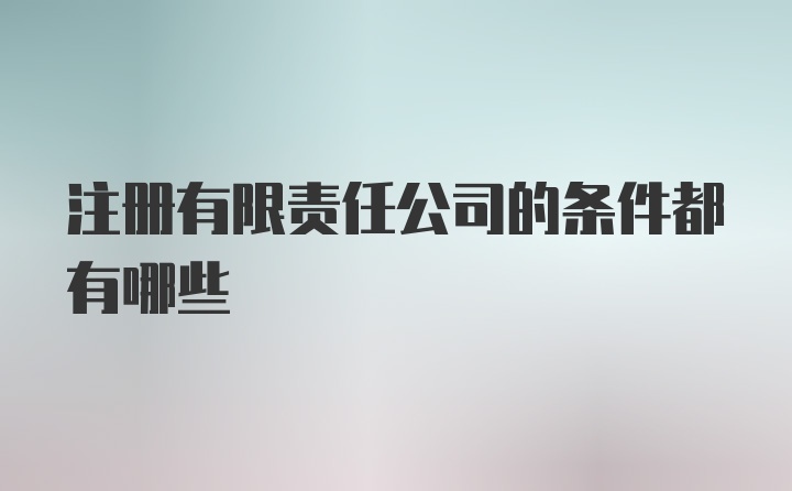 注册有限责任公司的条件都有哪些