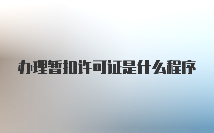 办理暂扣许可证是什么程序