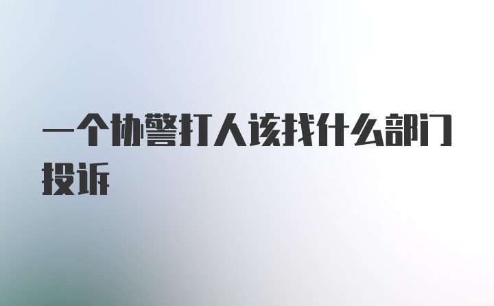 一个协警打人该找什么部门投诉