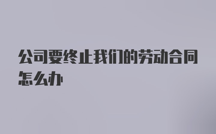 公司要终止我们的劳动合同怎么办