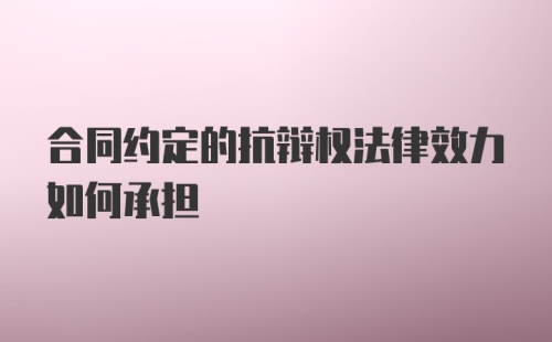 合同约定的抗辩权法律效力如何承担