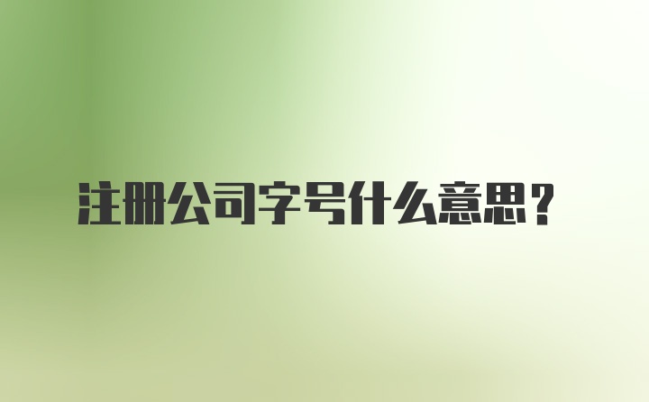 注册公司字号什么意思？