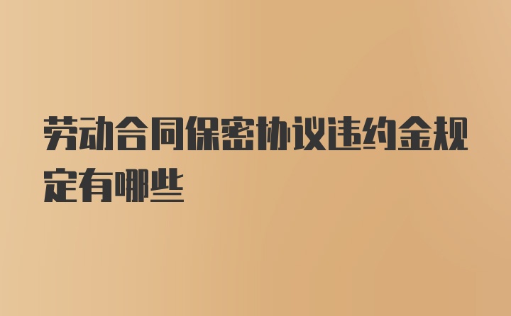 劳动合同保密协议违约金规定有哪些