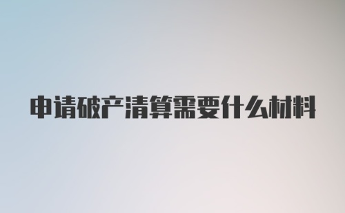 申请破产清算需要什么材料