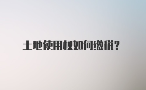 土地使用权如何缴税？