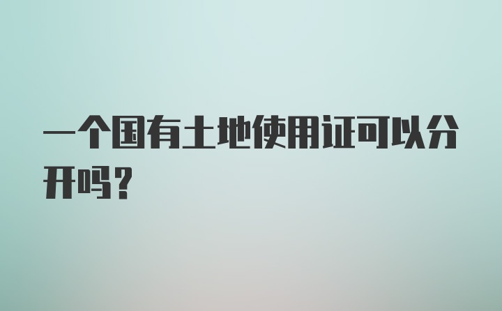 一个国有土地使用证可以分开吗？