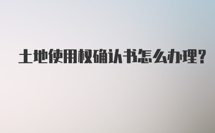 土地使用权确认书怎么办理？