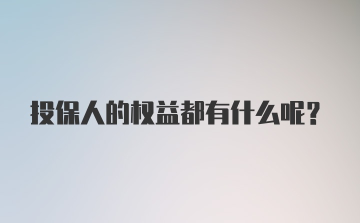 投保人的权益都有什么呢？