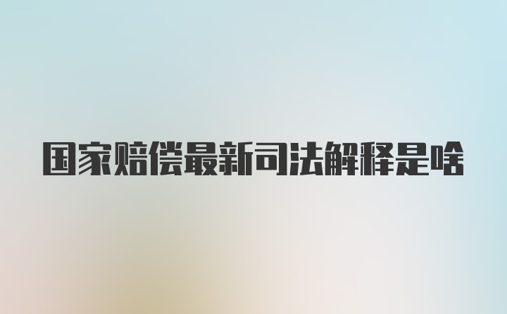 国家赔偿最新司法解释是啥