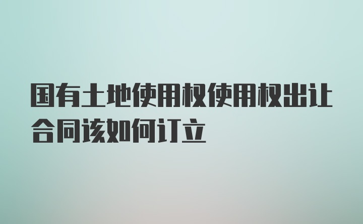 国有土地使用权使用权出让合同该如何订立