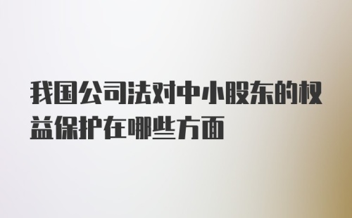 我国公司法对中小股东的权益保护在哪些方面