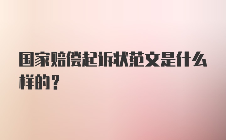 国家赔偿起诉状范文是什么样的？