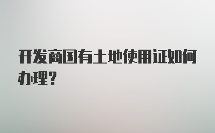 开发商国有土地使用证如何办理?