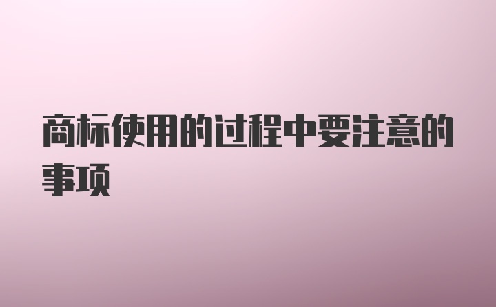 商标使用的过程中要注意的事项