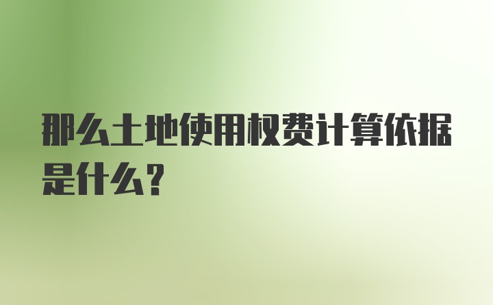 那么土地使用权费计算依据是什么？