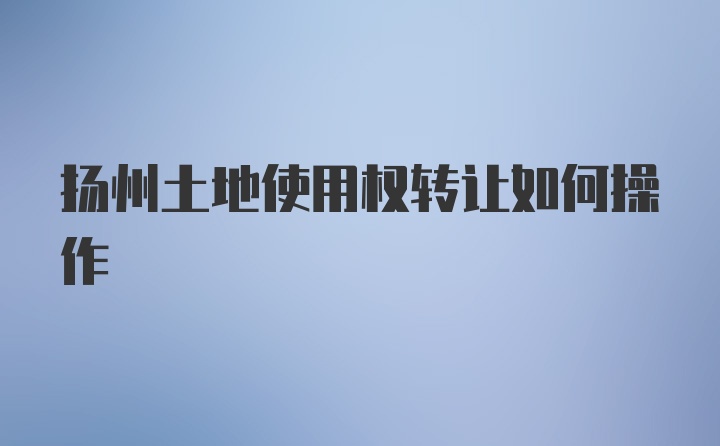 扬州土地使用权转让如何操作